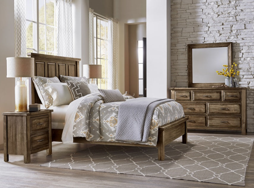 Vaughan-Bassett Maple Road Queen Slat Poster Bed in Maple Syrup