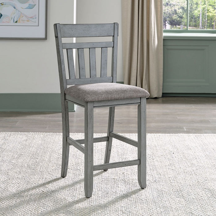 Liberty Furniture Newport Splat Back Counter Chair (Set of 2) in Smokey Grey