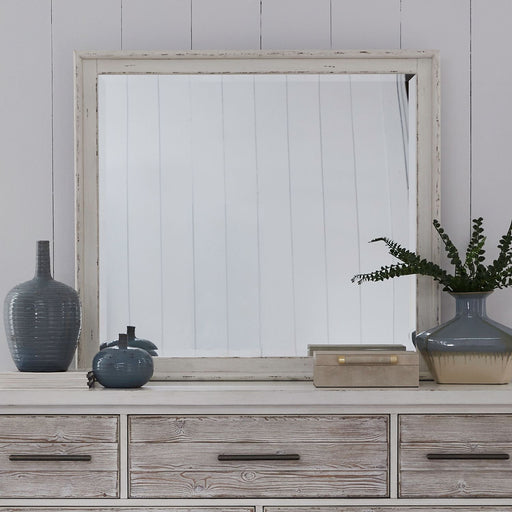 Backroads Landscape Mirror in Weathered White/Parchment Brown image