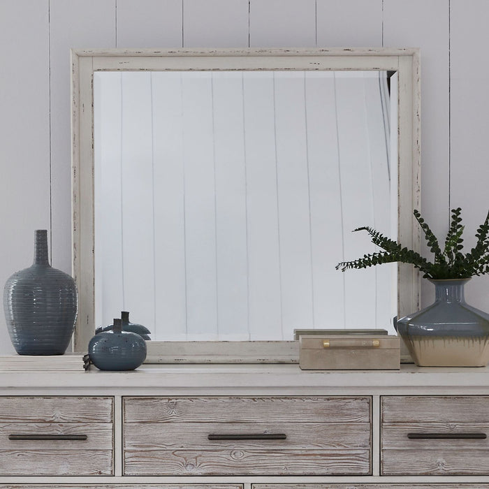 Backroads Landscape Mirror in Weathered White/Parchment Brown image