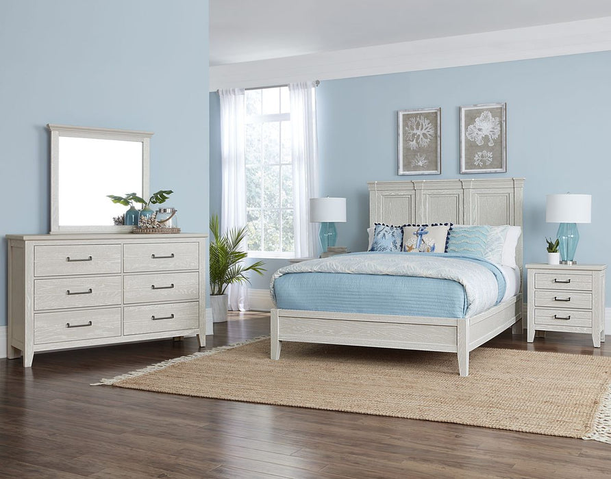 Vaughan-Bassett Passageways Oyster Grey Cal King Mansion Bed with Low Profile Footboard in Grey