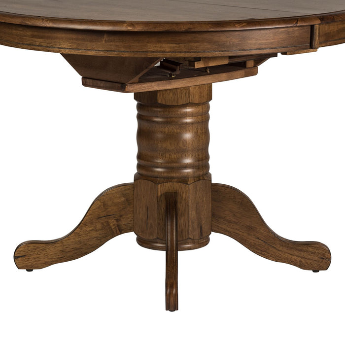 Carolina Crossing Oval Pedestal Table in Antique Honey