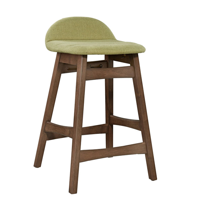 Space Saver 24" Counter Chair (Green) in Satin Walnut (Set of 2)