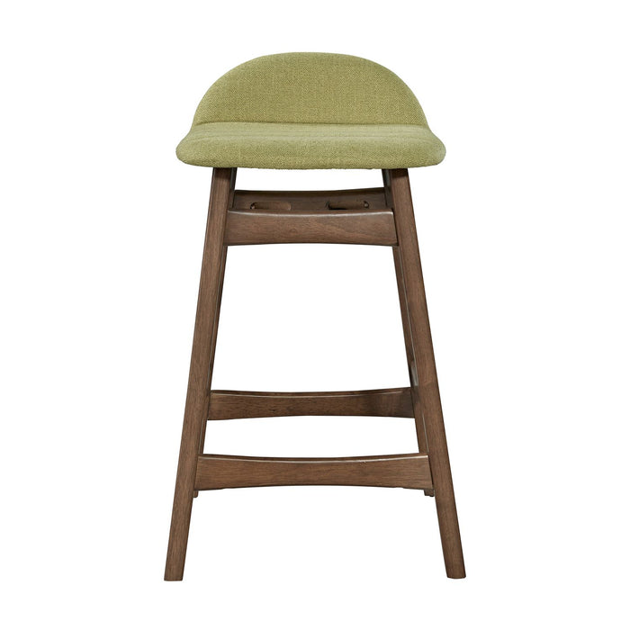 Space Saver 24" Counter Chair (Green) in Satin Walnut (Set of 2)