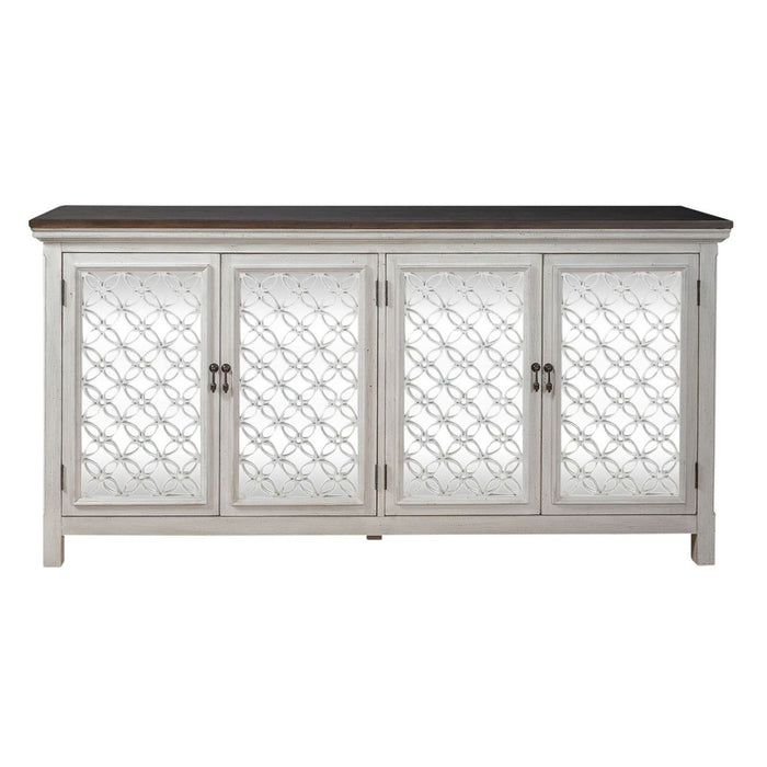 Liberty Furniture Westridge 4 Door Accent Cabinet in Wire Brushed Gray and White image