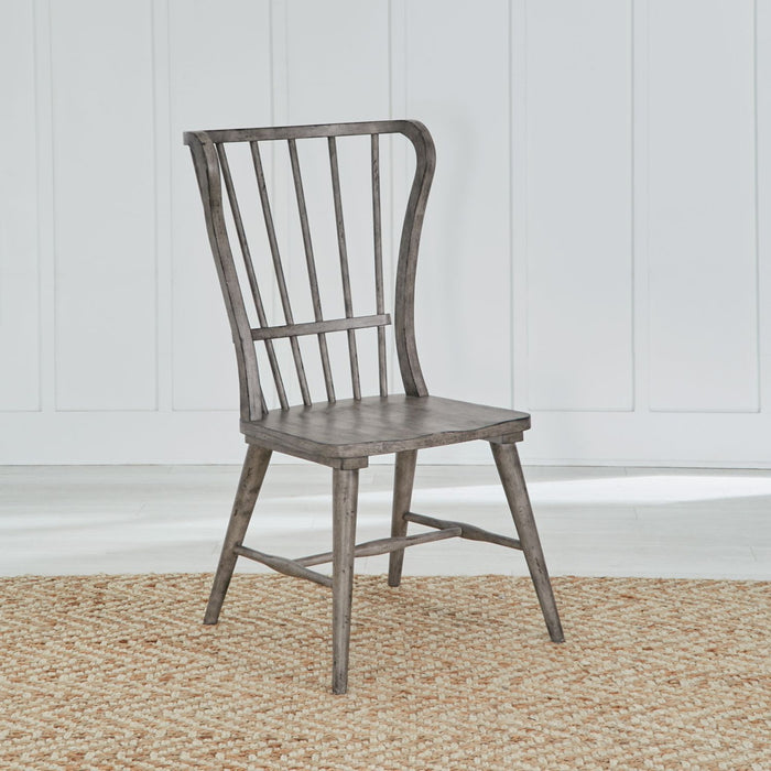 Liberty Furniture River Place Windsor Back Side Chair (Set of 2) in Riverstone Gray & Tobacco