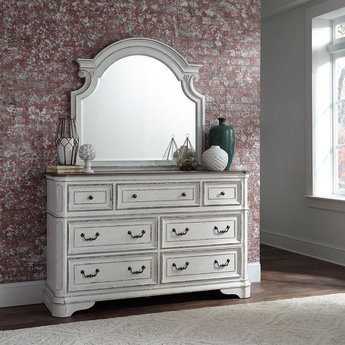Magnolia Manor King Uph Bed, Dresser & Mirror, Chest, Night Stand