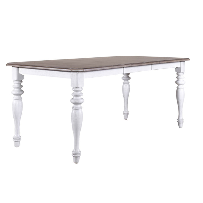 Ocean Isle Rectangular Leg Table in Antique White with Weathered Pine