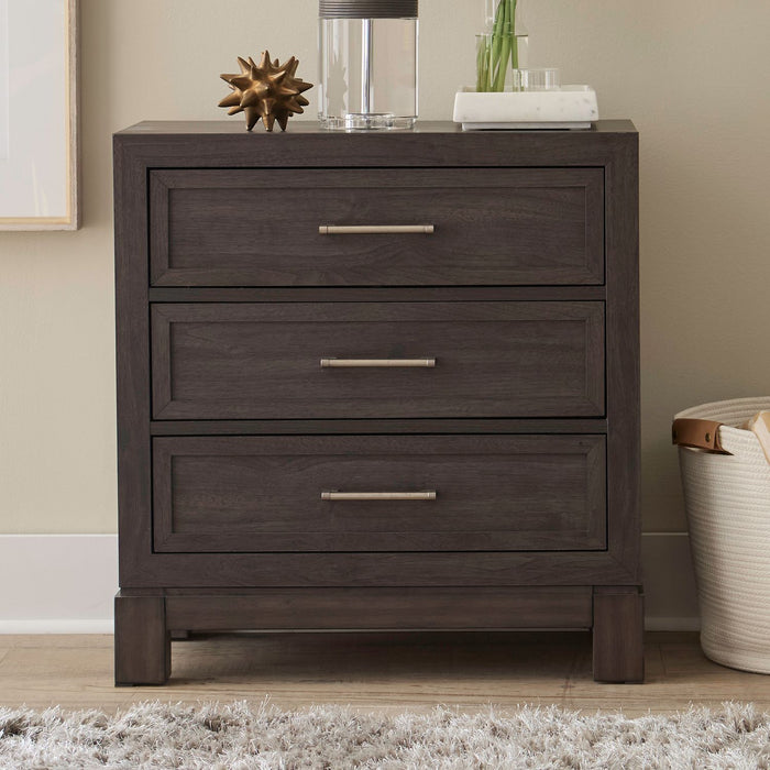 Modern Edge Nightstand w/ Charging Station in Caffe image