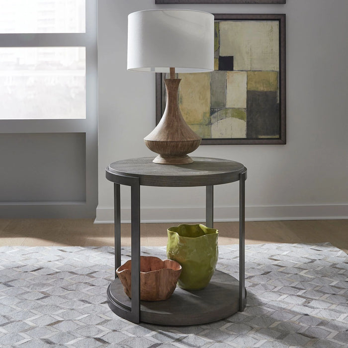 Modern View Round End Table in Gray image