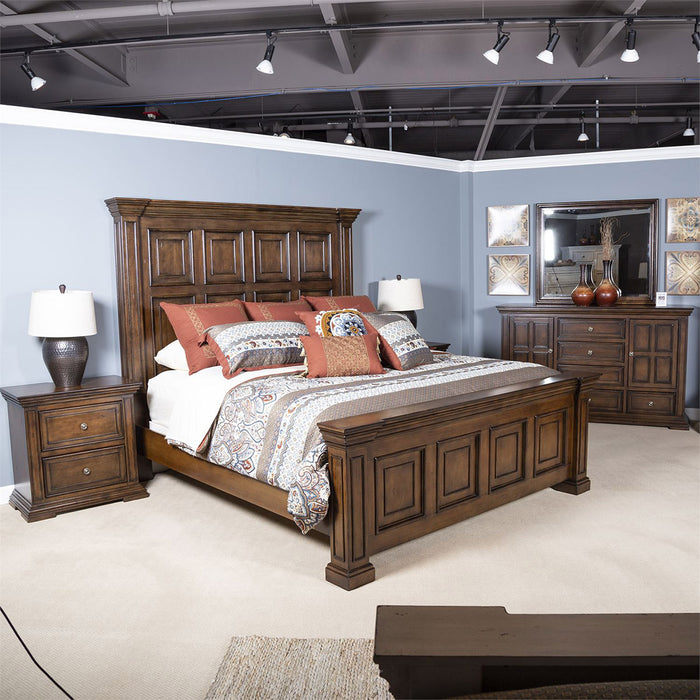 Liberty Furniture Big Valley Cal King Panel Bed in Brownstone