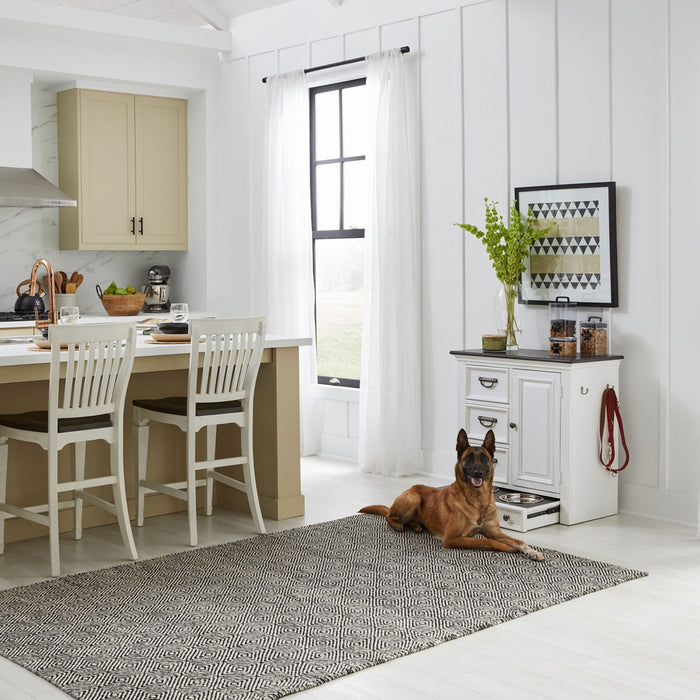 Liberty Furniture Allyson Park Pet Feeder in Wirebrushed White with Charcoal Top EST SHIP TIME APPX 4 WEEKS