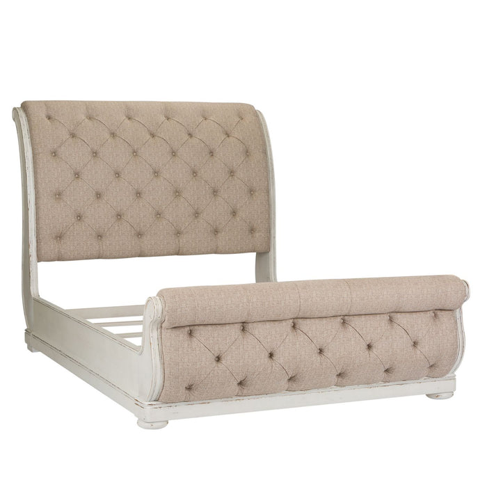 Abbey Park King Uph Sleigh Bed, Dresser & Mirror, Chest
