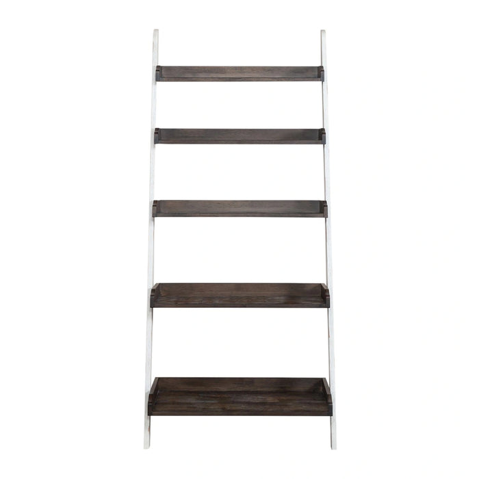 Farmhouse Leaning Bookcase in White/Oak image