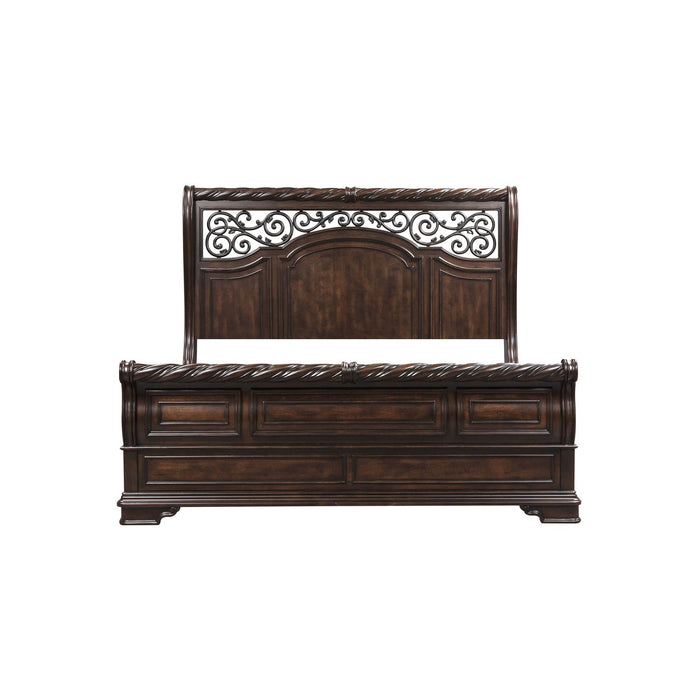 Arbor Place King California Sleigh Bed, Dresser & Mirror, Night Stand
