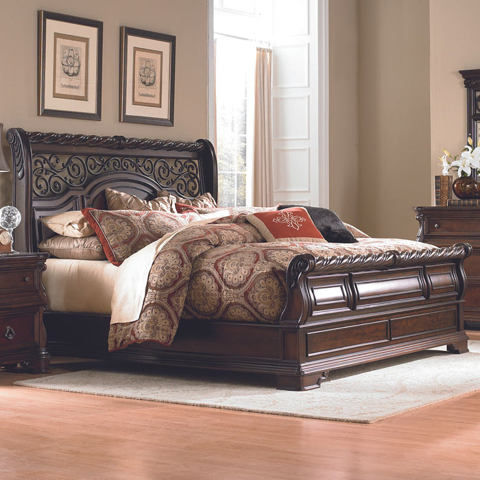 Arbor Place Queen Sleigh Bed, Dresser & Mirror, Night Stand