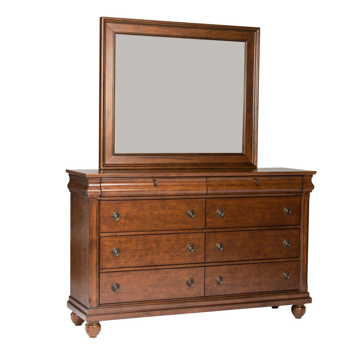 Rustic Traditions King California Sleigh Bed, Dresser & Mirror