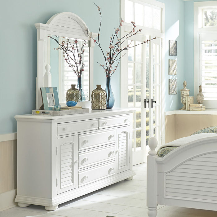 Summer House I King Panel Bed, Dresser & Mirror, Chest, Night Stand