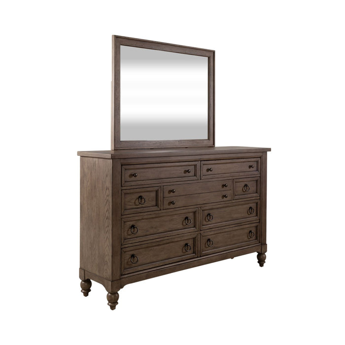 Americana Farmhouse King Sleigh Bed, Dresser & Mirror, Chest