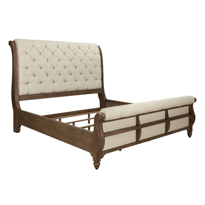 Americana Farmhouse King Sleigh Bed, Dresser & Mirror, Chest, N/S