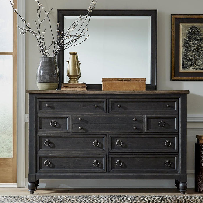 Liberty Furniture Americana Farmhouse 9 Drawer Dresser in Black
