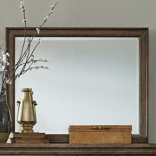 Americana Farmhouse Landscape Mirror in Dusty Taupe and Black image