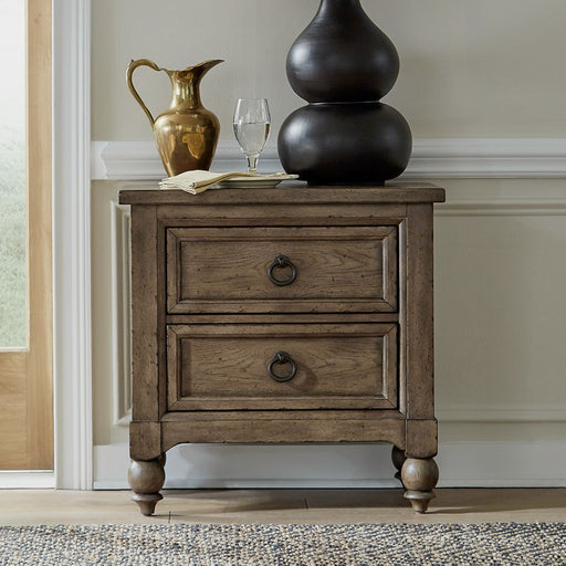 Americana Farmhouse 2 Drawer Nightstand in Dusty Taupe and Black image