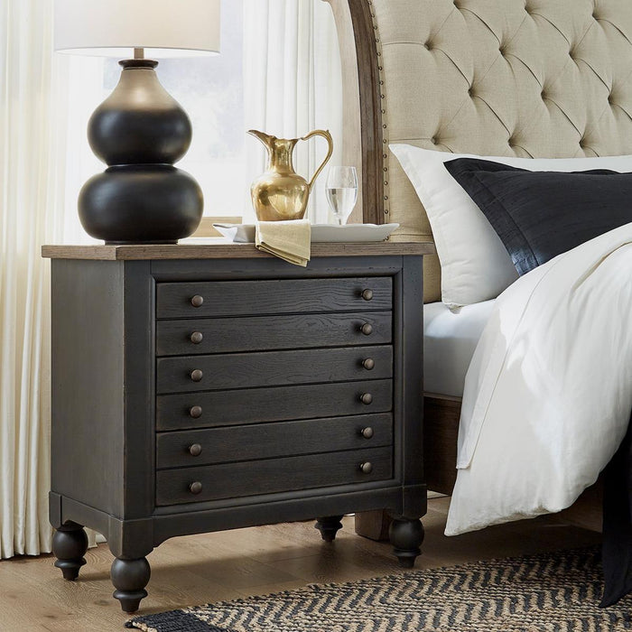 Liberty Furniture Americana Farmhouse 6 Drawer Bedside Chest in Black