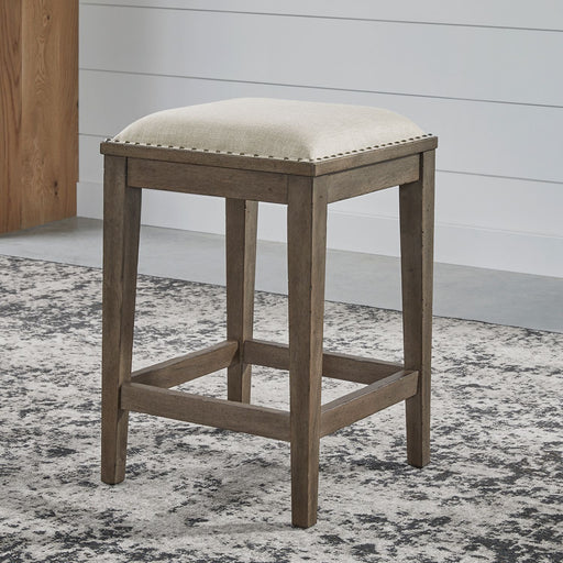 Liberty Furniture Americana Farmhouse Upholstered Console Stool in Dusty Taupe image