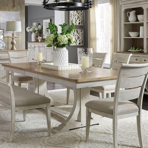 Liberty Furniture Farmhouse Reimagined Trestle Dining Table in Antique White image