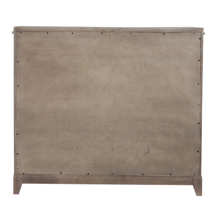 Belmar 9 Drawer Bureau Dresser in Washed Taupe and Silver Champagne image
