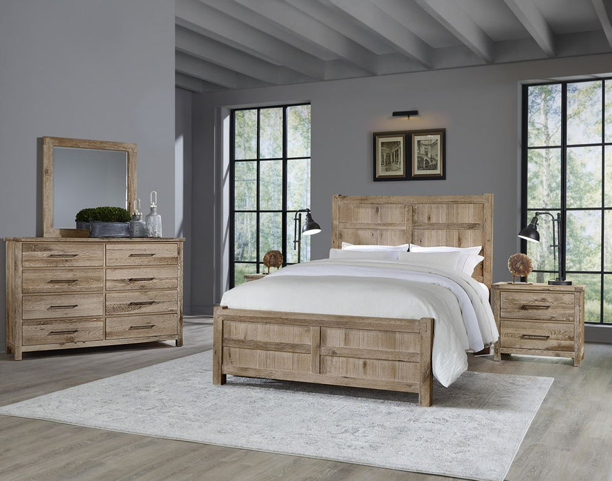 Vaughan Bassett Dovetail Cal King Board and Batten Bed in Sun Bleached White