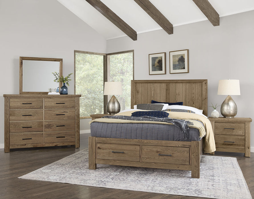 Vaughan Bassett Yellowstone Queen Panel Storage Bed in Chestnut Natural