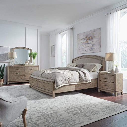 Avalon King California Uph Storage Bed, Dresser & Mirror, Night Stand image