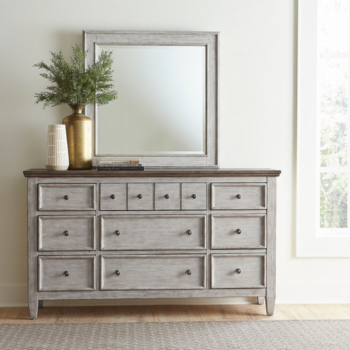 Heartland King Opt California Panel Bed, Dresser & Mirror, Chest