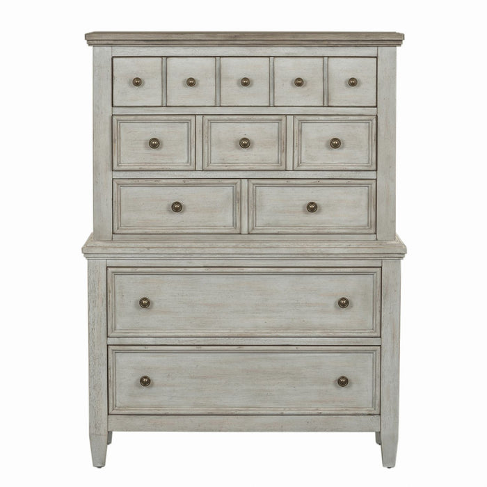 Heartland King Opt Panel Bed, Dresser & Mirror, Chest, Night Stand
