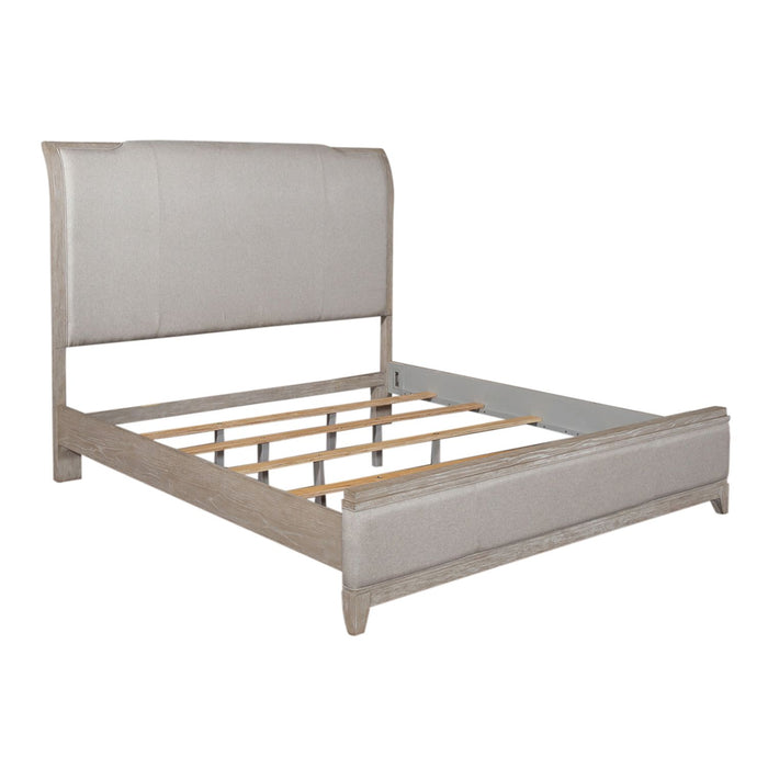Belmar King California Upholstered Bed, Dresser & Mirror, Chest