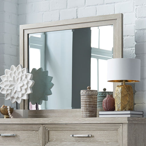 Belmar Mirror in Washed Taupe and Silver Champagne image
