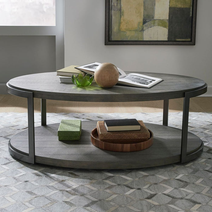 Liberty Furniture Modern View Oval Cocktail Table in Gray
