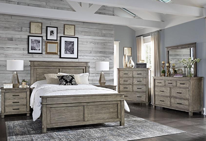A-America Furniture Glacier Point King Panel Bed in Greystone