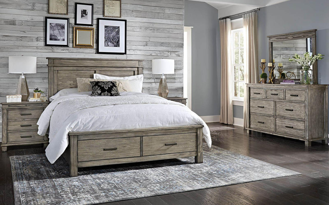 A-America Furniture Glacier Point King Storage Bed in Greystone