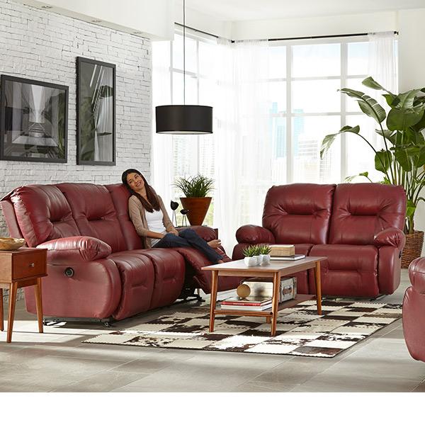 BRINLEY COLLECTION LEATHER POWER RECLINING CONVERSATION SOFA- U700CP4