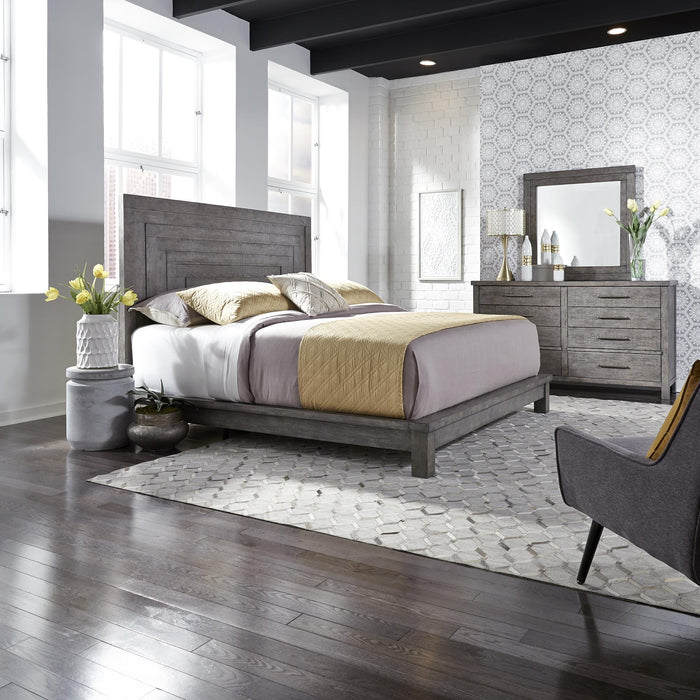 Modern Farmhouse King Platform Bed, Dresser & Mirror image