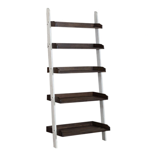 Farmhouse Leaning Bookcase in White/Oak image