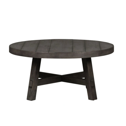 Modern Farmhouse Splay Leg Round Cocktail Table in Dusty Charcoal image