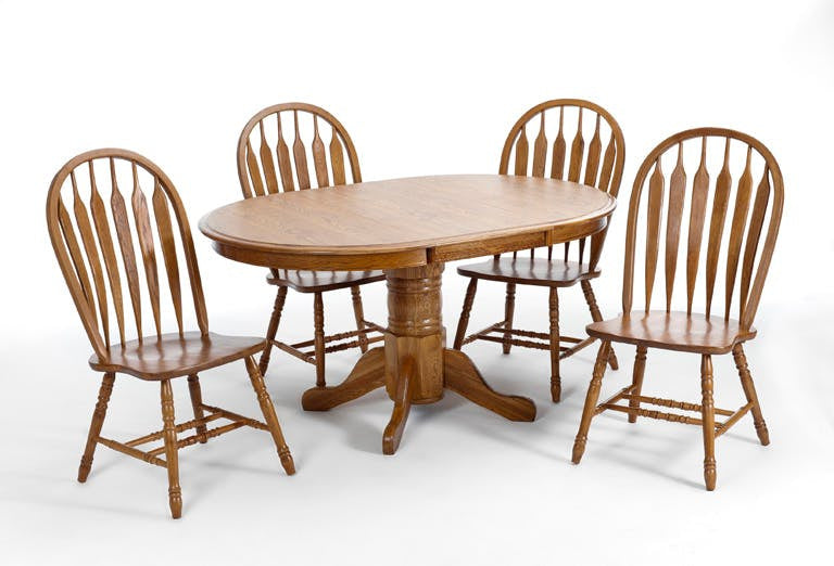 CLASSIC OAK CHESTNUT ARROW DINING CHAIR SET (4)